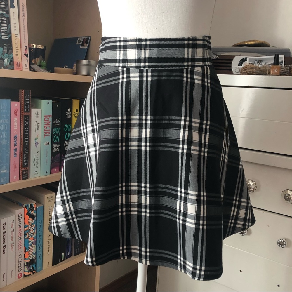 Black and White Plaid Circle Skirt